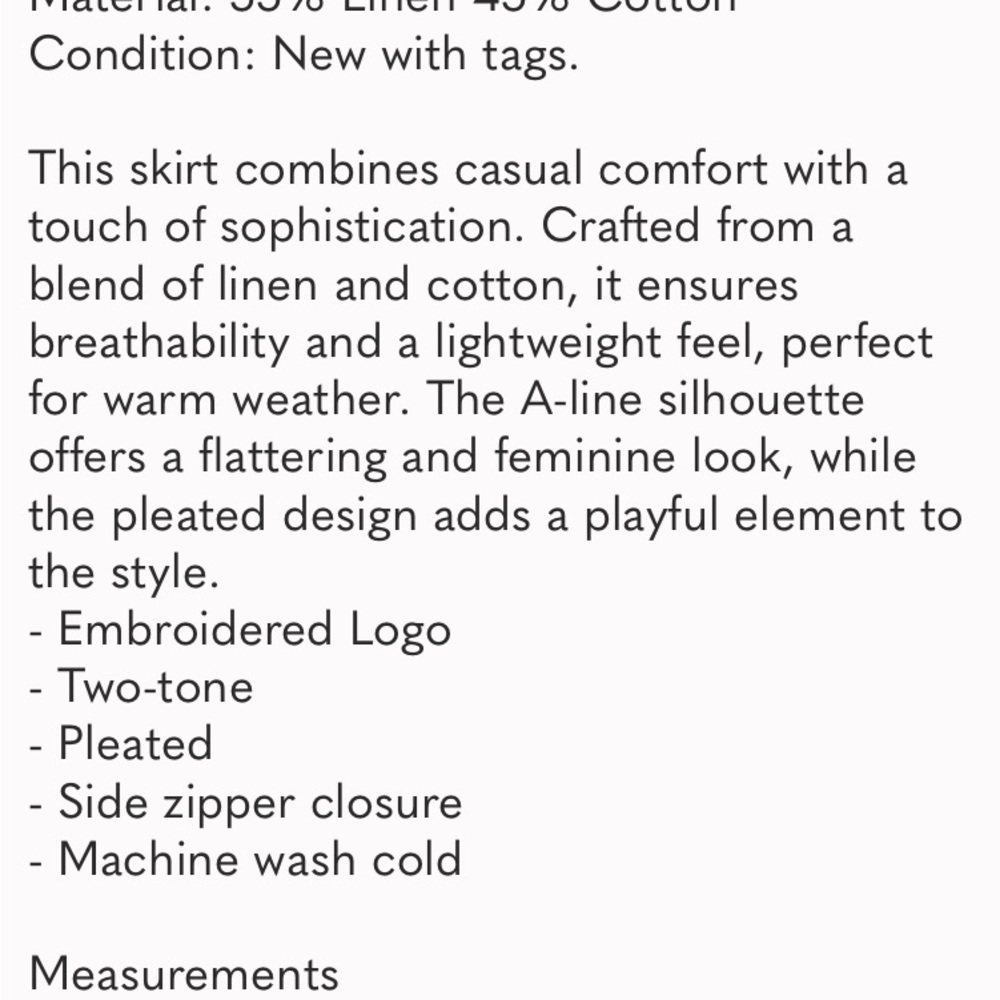 Helly Hansen NWT Beige Boston Linen/Cotton Blend A-Line Pleated Mini Skirt: 3155 - Picture 7 of 7